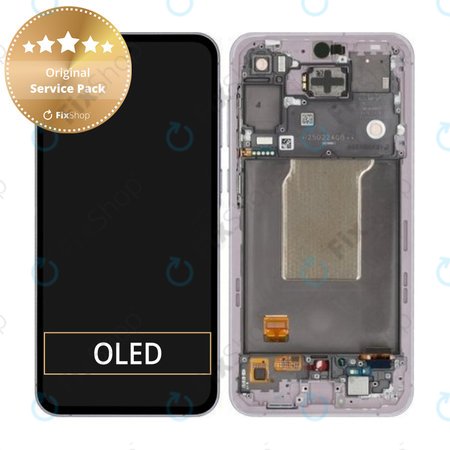 Samsung Galaxy A55 A556B - LCD Kijelző + Érintőüveg + Keret (Awesome Lilac) - GH82-34305C Genuine Service Pack