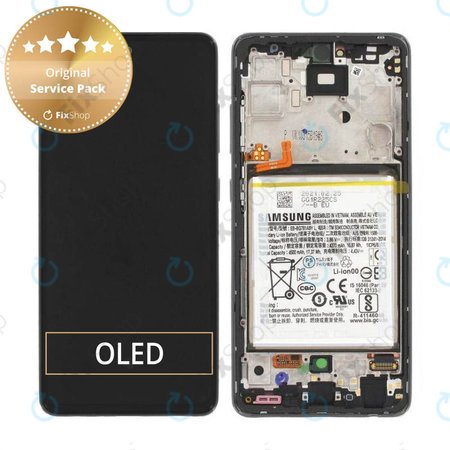 Samsung Galaxy A52 A525F, A526B - LCD Kijelző + Érintőüveg + Keret + Akkumulátor (Awesome Black) - GH82-25229A, GH82-25230A Genuine Service Pack