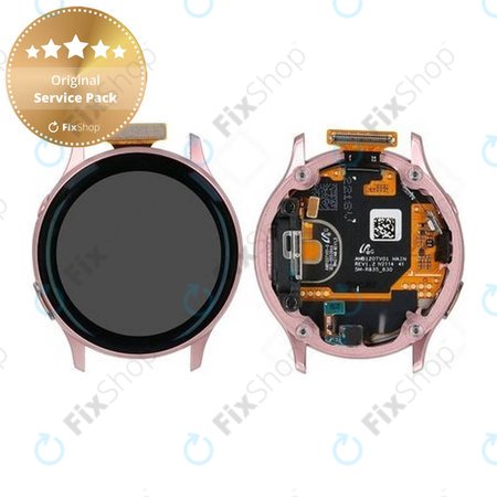 Samsung Galaxy Watch Active 2 40mm R830, R835 - LCD Kijelző + Érintőüveg + Keret (Gold) - GH82-21104B Genuine Service Pack