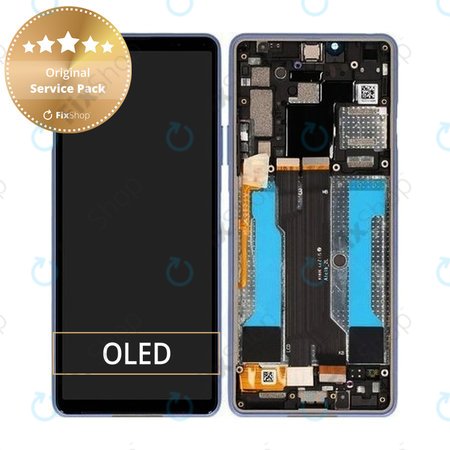 Sony Xperia 10 III - LCD Kijelző + Érintőüveg + Keret (Blue) - A5034094A Genuine Service Pack