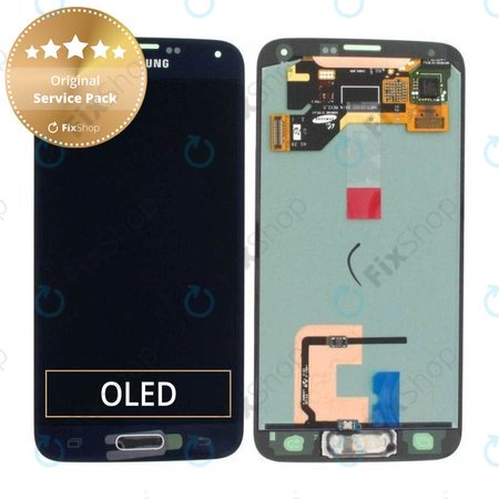 Samsung Galaxy S5 G900F - LCD Kijelző + Érintőüveg (Charcoal Black) - GH97-15959B, GH97-15734B Genuine Service Pack