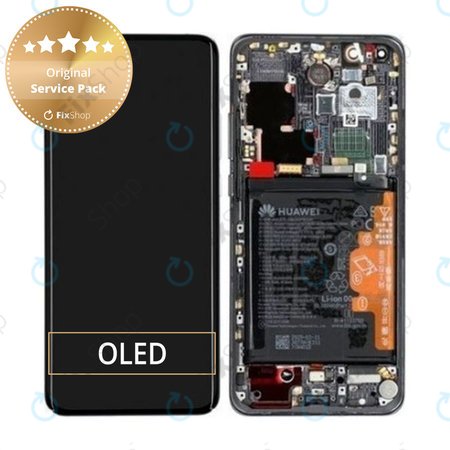 Huawei Mate 40 Pro NOH-NX9 - LCD Kijelző + Érintőüveg + Keret + Akkumulátor (Mystic Silver) - 02353YXC Genuine Service Pack