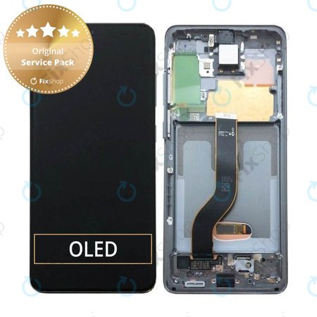 Samsung Galaxy S20 G980F - LCD Kijelző + Érintőüveg + Keret (Cosmic Gray) - GH82-22131A, GH82-22123A, GH82-31433A Genuine Service Pack