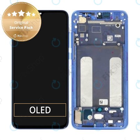 Xiaomi Mi 9 Lite - LCD Kijelző + Érintőüveg + Keret (Aurora Blue) - 561010033033, 5600040F3B00 Genuine Service Pack