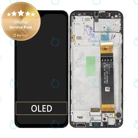 Samsung Galaxy A23 4G A235F - LCD Kijelző + Érintőüveg + Keret (Black) - GH82-28563A, GH82-28657A Genuine Service Pack