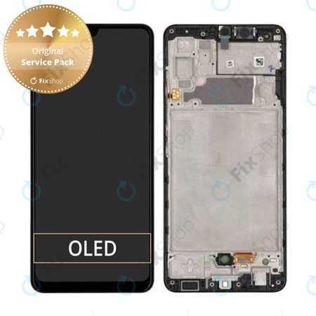 Samsung Galaxy A32 A325F - LCD Kijelző + Érintőüveg + Keret (Awesome Black) - GH82-25566A, GH82-25579A Genuine Service Pack