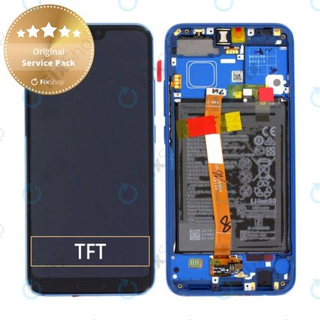 Huawei Honor 10 - LCD Kijelző + Érintőüveg + Keret + Akkumulátor (Phantom Blue) - 02351XBP Genuine Service Pack