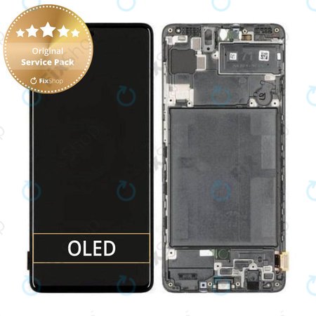 Samsung Galaxy A71 A715F - LCD Kijelző + Érintőüveg + Keret (Prism Crush Black) - GH82-22152A, GH82-22248A Genuine Service Pack