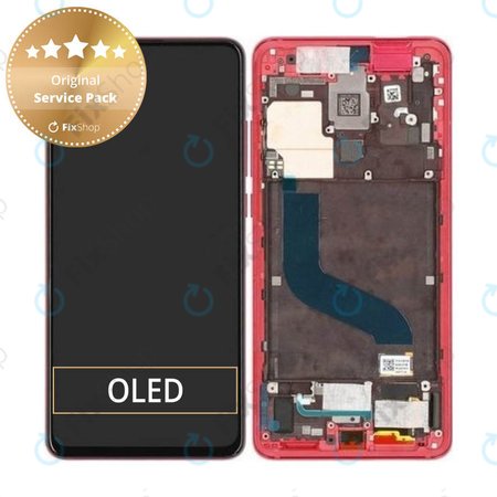 Xiaomi Mi 9T, Mi 9T Pro - LCD Kijelző + Érintőüveg + Keret (Red Flame) - 560910014033, 560910013033 Genuine Service Pack