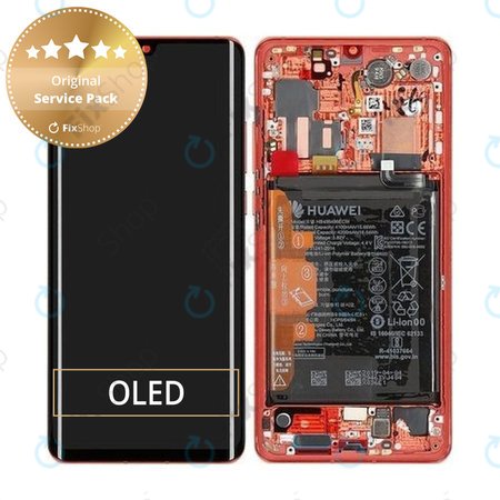 Huawei P30 Pro - LCD Kijelző + Érintőüveg + Keret + Akkumulátor (Amber Sunrise) - 02352PGK Genuine Service Pack