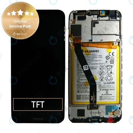 Huawei Honor 7A - LCD Kijelző + Érintőüveg + Keret + Akkumulátor (Black) - 02351WDU Genuine Service Pack