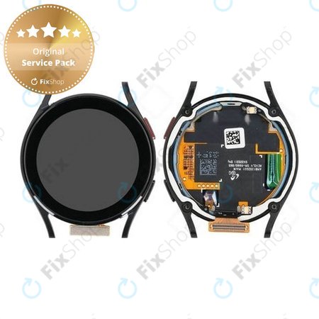 Samsung Galaxy Watch 4 40mm R865 - LCD Kijelző + Érintőüveg + Keret (Black) - GH82-28815A Genuine Service Pack