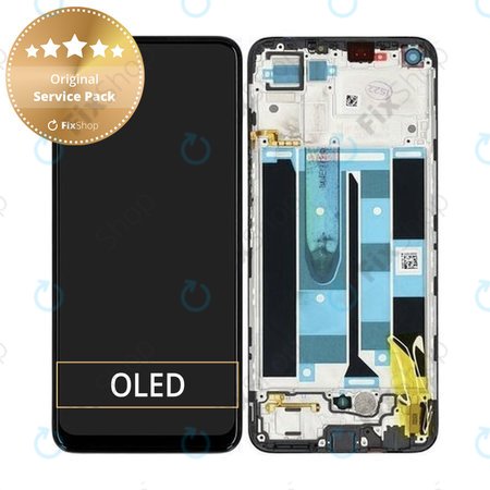 Realme 8 RMX3085 - LCD Kijelző + Érintőüveg + Keret (Cyber Black) - 4906919 Genuine Service Pack