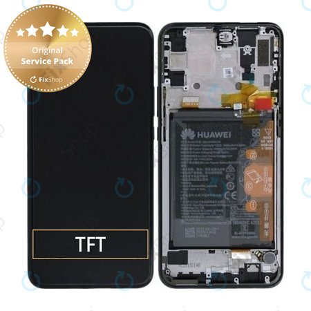 Huawei P Smart Z, Y9 Prime (2019) - LCD Kijelző + Érintőüveg + Keret + Akkumulátor (Midnight Black) - 02352RRF Genuine Service Pack