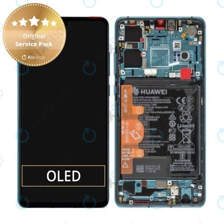 Huawei P30 - LCD Kijelző + Érintőüveg + Keret + Akkumulátor (Aurora Blue) - 02352NLN, 02354HRH, 02354KUB Genuine Service Pack