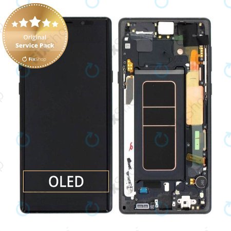 Samsung Galaxy Note 9 N960U - LCD Kijelző + Érintőüveg + Keret (Midnight Black) - GH97-22269A, GH97-23737A, GH97-22270A Genuine Service Pack