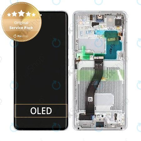 Samsung Galaxy S21 Ultra G998B - LCD Kijelző + Érintőüveg + Keret (Phantom Silver) - GH82-24589B, GH82-26035B, GH82-26036B Genuine Service Pack