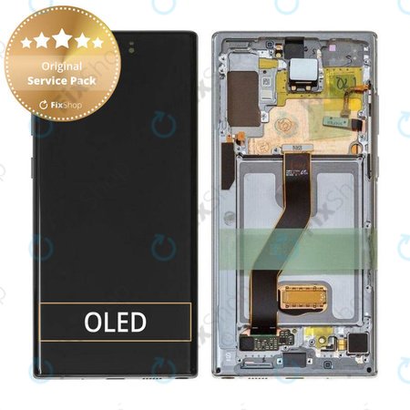 Samsung Galaxy Note 10 Plus - LCD Kijelző + Érintőüveg + Keret (Aura Glow) - GH82-20838C, G82-20900C Genuine Service Pack