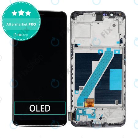 OnePlus 5T - LCD Kijelző + Érintőüveg + Keret (Black) OLED