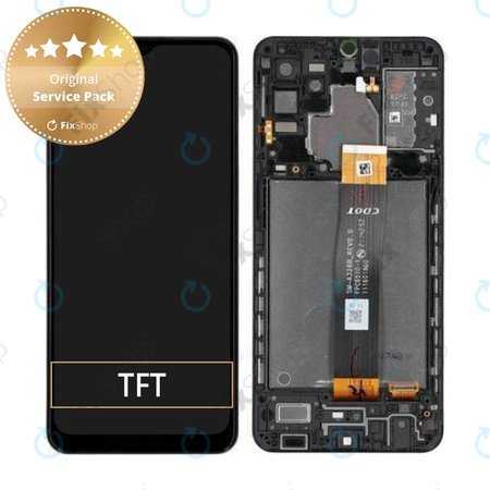 Samsung Galaxy A32 5G A326B - LCD Kijelző + Érintőüveg + Keret (Awesome Black) - GH82-25121A, GH82-25122A Genuine Service Pack