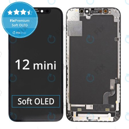 Apple iPhone 12 Mini - LCD Kijelző + Érintőüveg + Keret Soft OLED FixPremium