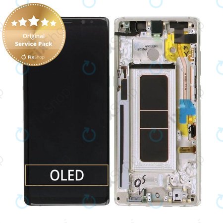 Samsung Galaxy Note 8 N950F - LCD Kijelző + Érintőüveg + Keret (Maple Gold) - GH97-21065D, GH97-21066D Genuine Service Pack