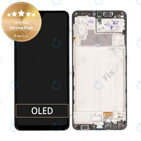 Samsung Galaxy M32 M325F - LCD Kijelző + Érintőüveg + Keret (Black) - GH82-25981A, GH82-26193A Genuine Service Pack