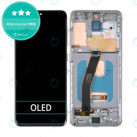 Samsung Galaxy S20 G980F - LCD Kijelző + Érintőüveg + Keret (Cosmic Grey) OLED