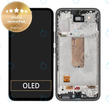 Samsung Galaxy A54 5G A546B - LCD Kijelző + Érintőüveg + Keret (Black) - GH82-31231A, GH82-31232A Genuine Service Pack