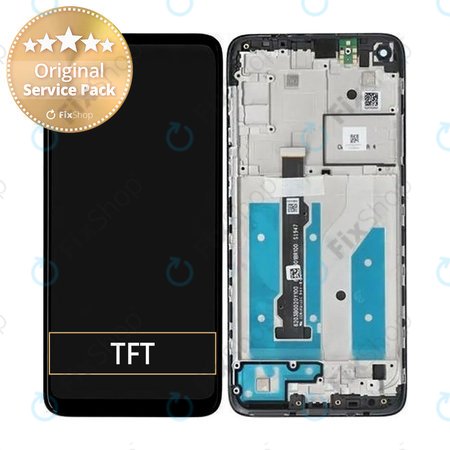 Motorola Moto G8 XT2045 - LCD Kijelző + Érintőüveg + Keret (Black) - 5D68C16383 Genuine Service Pack