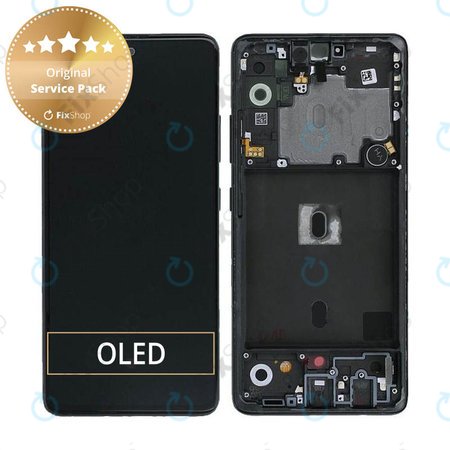 Samsung Galaxy A51 5G A516B - LCD Kijelző + Érintőüveg + Keret (Prism Cube Black) - GH82-23100A, GH82-23124A Genuine Service Pack