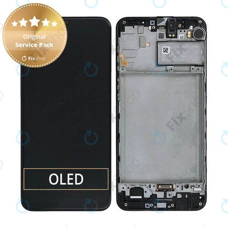 Samsung Galaxy M21 M215F - LCD Kijelző + Érintőüveg + Keret (Black) - GH82-22509A, GH82-22836A, GH82-21266A, GH82-21265A Genuine Service Pack