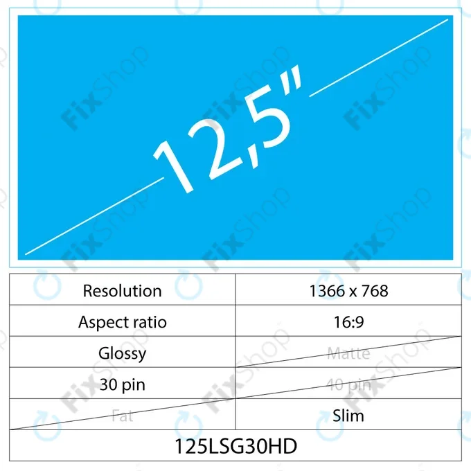 15.6 LCD Slim Matte 30 pin Full HD No brackets