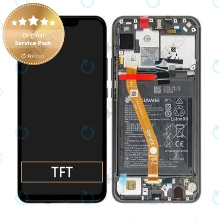 Huawei P Smart Plus (Nova 3i) - LCD Kijelző + Érintőüveg + Keret + Akkumulátor (Black) - 02352BUE Genuine Service Pack