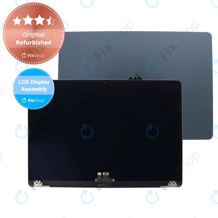 Apple MacBook Air 15" M2 A2941 (2023), M3 A3114 (2024) - LCD Kijelző + Előlapi Üveg + Fedőlap (Midnight) Original Refurbished