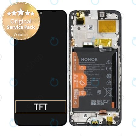 Honor X6 - LCD Kijelző + Érintőüveg + Keret + Akkumulátor (Midnight Black) - 0235ADJX Genuine Service Pack