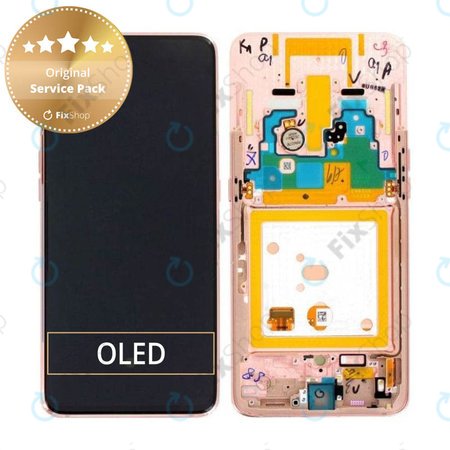 Samsung Galaxy A80 A805F - LCD Kijelző + Érintőüveg + Keret (Angel Gold) - GH82-20348C, GH82-20368C, GH82-20390C Genuine Service Pack