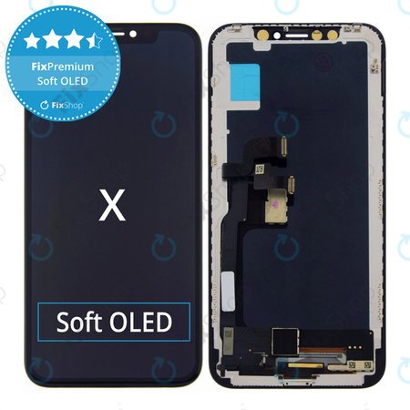 Apple iPhone X - LCD Kijelző + Érintőüveg + Keret Soft OLED FixPremium