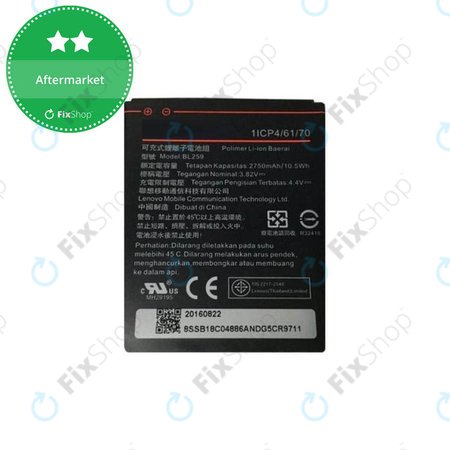 Lenovo VIBE K5 A6020a40, K5 Plus A6020a46, C2 K10a40 - Akkumulátor BL259 2750mAh