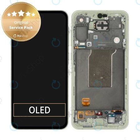 Samsung Galaxy A55 A556B - LCD Kijelző + Érintőüveg + Keret (Awesome Lemon) - GH82-34305D Genuine Service Pack